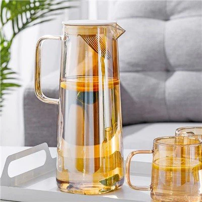 স্টেইনলেস স্টিলের ঢাকনা সহ 1300ml গ্লাস পিচার