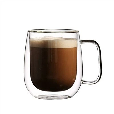 350ml ডাবল ওয়াল গ্লাস কফি মগ